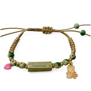 Gold and Green Charm Bracelet